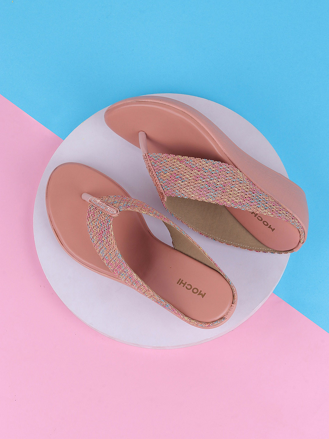 Buy Mochi Braided Textured Open Toe Wedges Heels for Women 25813804