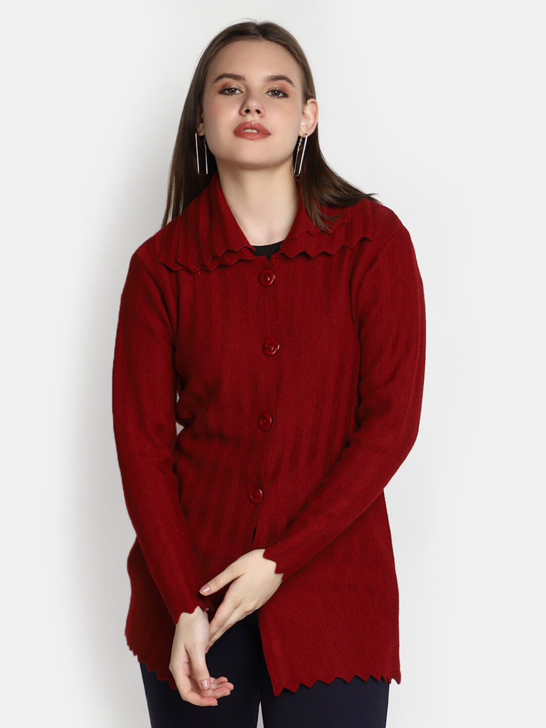 Buy V Mart Striped Spread Collar Cotton Cardigan Sweater Sweaters for