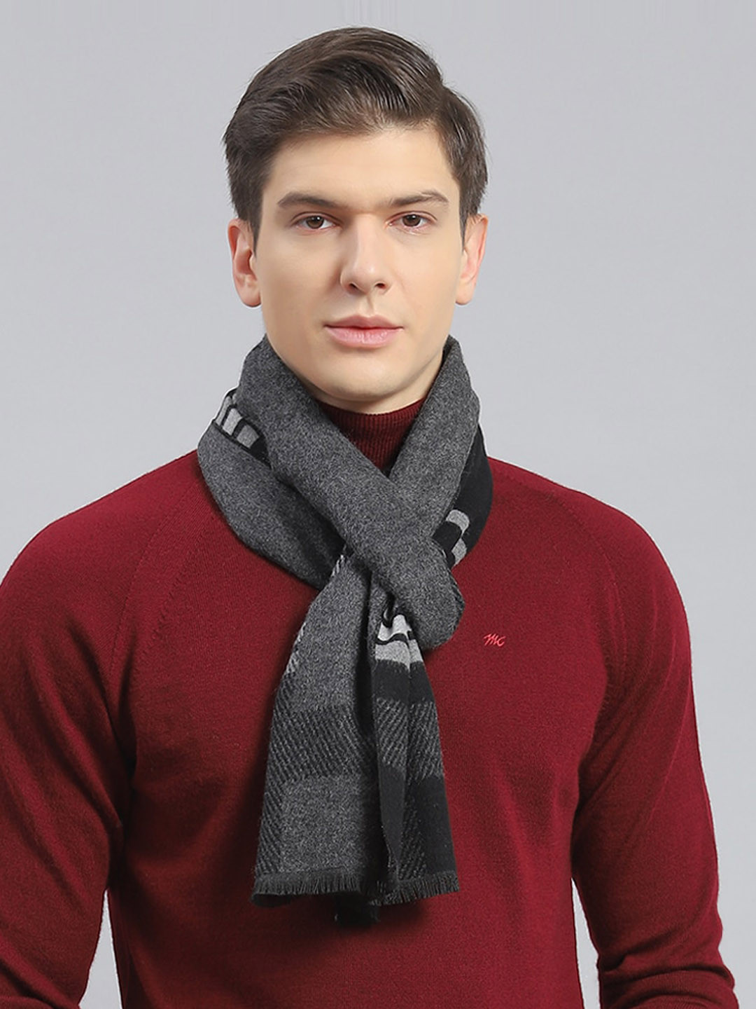 Buy Monte Carlo Self Design Fringed Hem Muffler Mufflers for Men