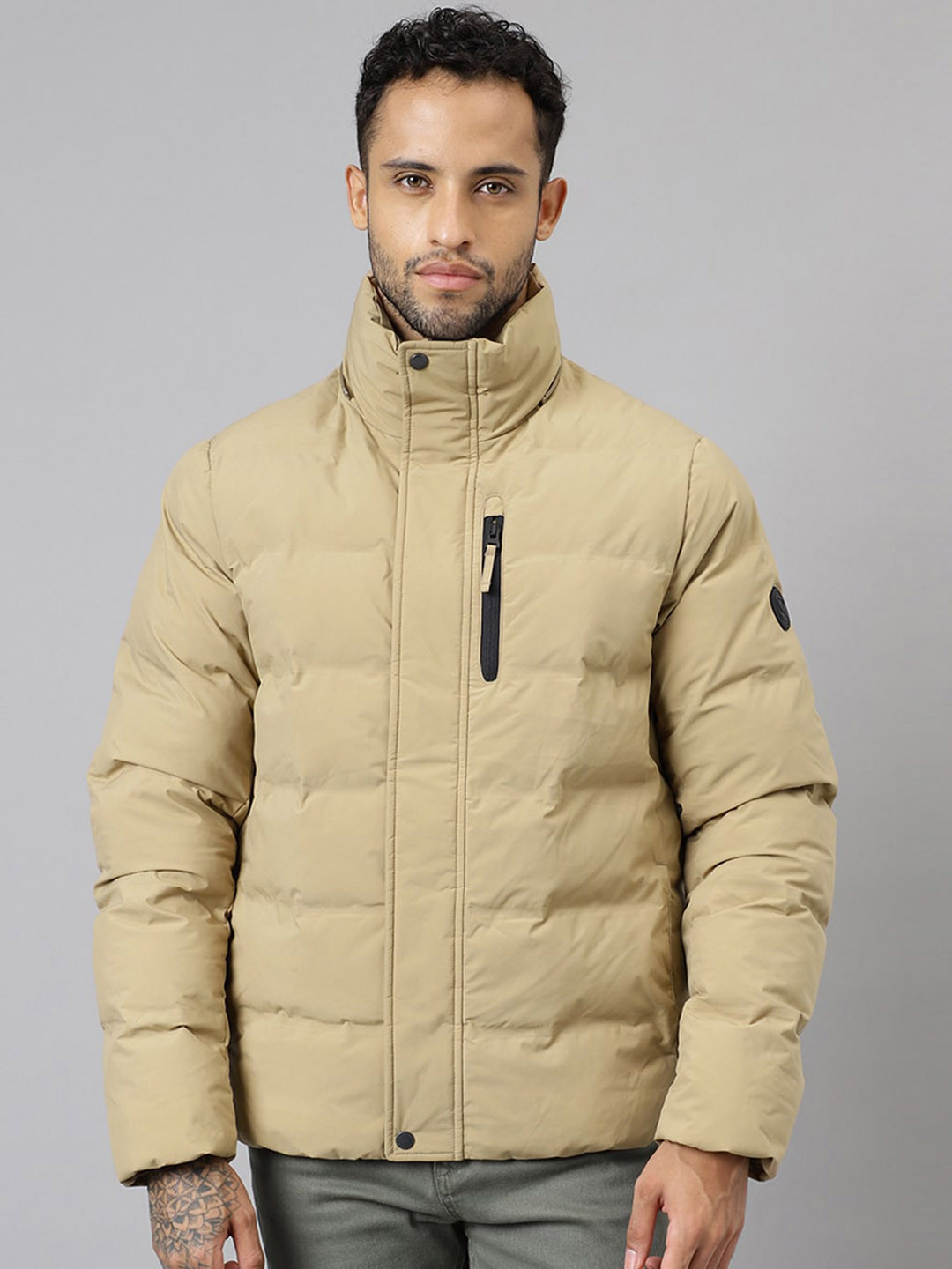 Men’s Long Puffer Jacket With Stand Collar | Winter