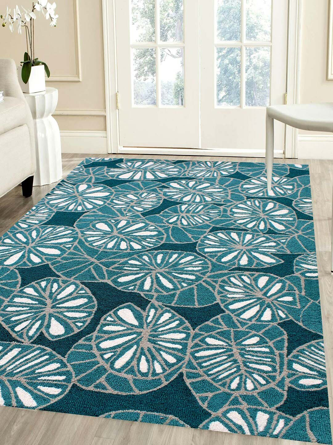 Buy MRIC Grey & Blue Cotton Collection For Living Room& Bedroom Carpet