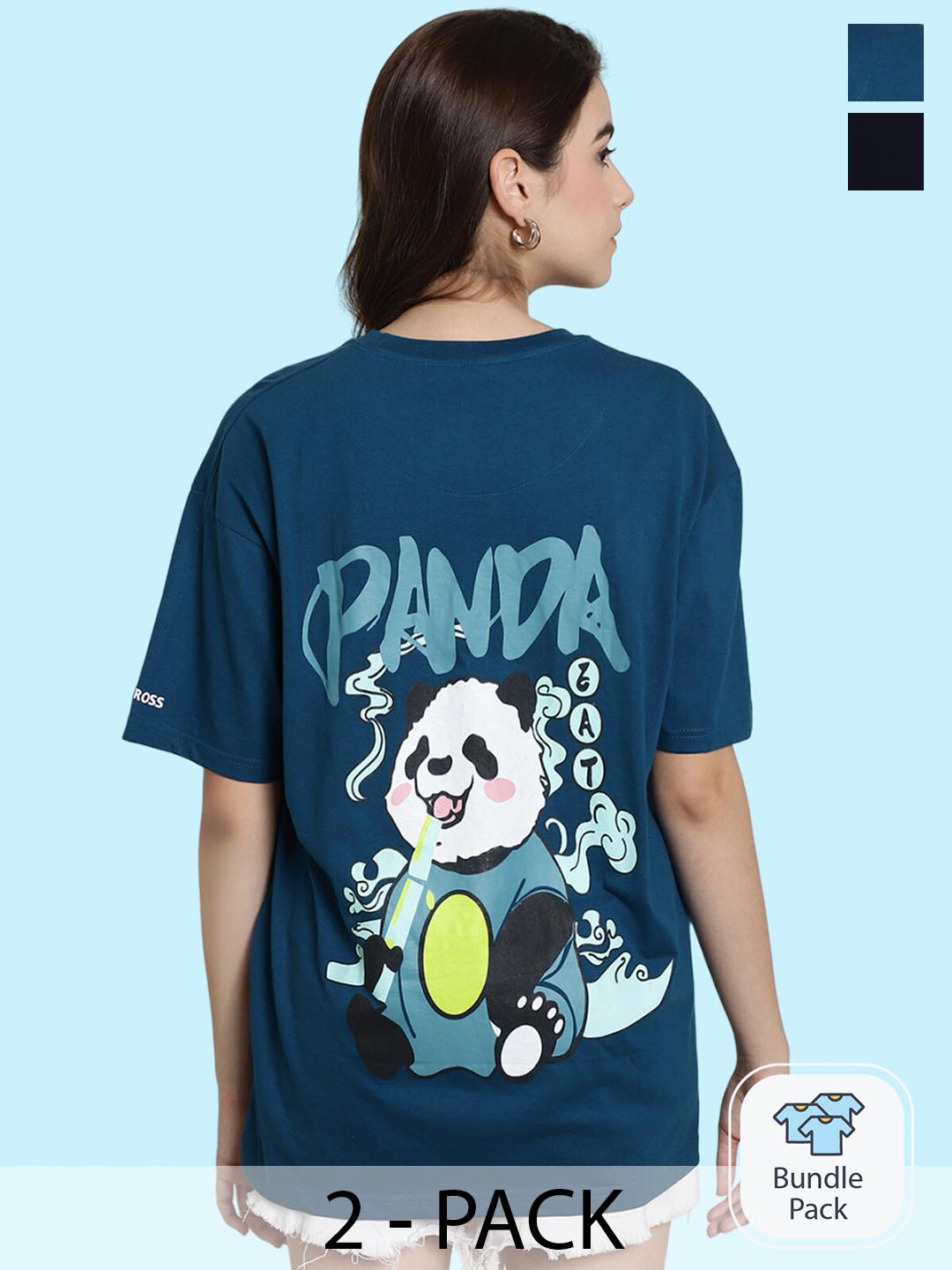 White Kung Fu Panda Graphic Women's Oversized T-shirt Befaltu main image 1