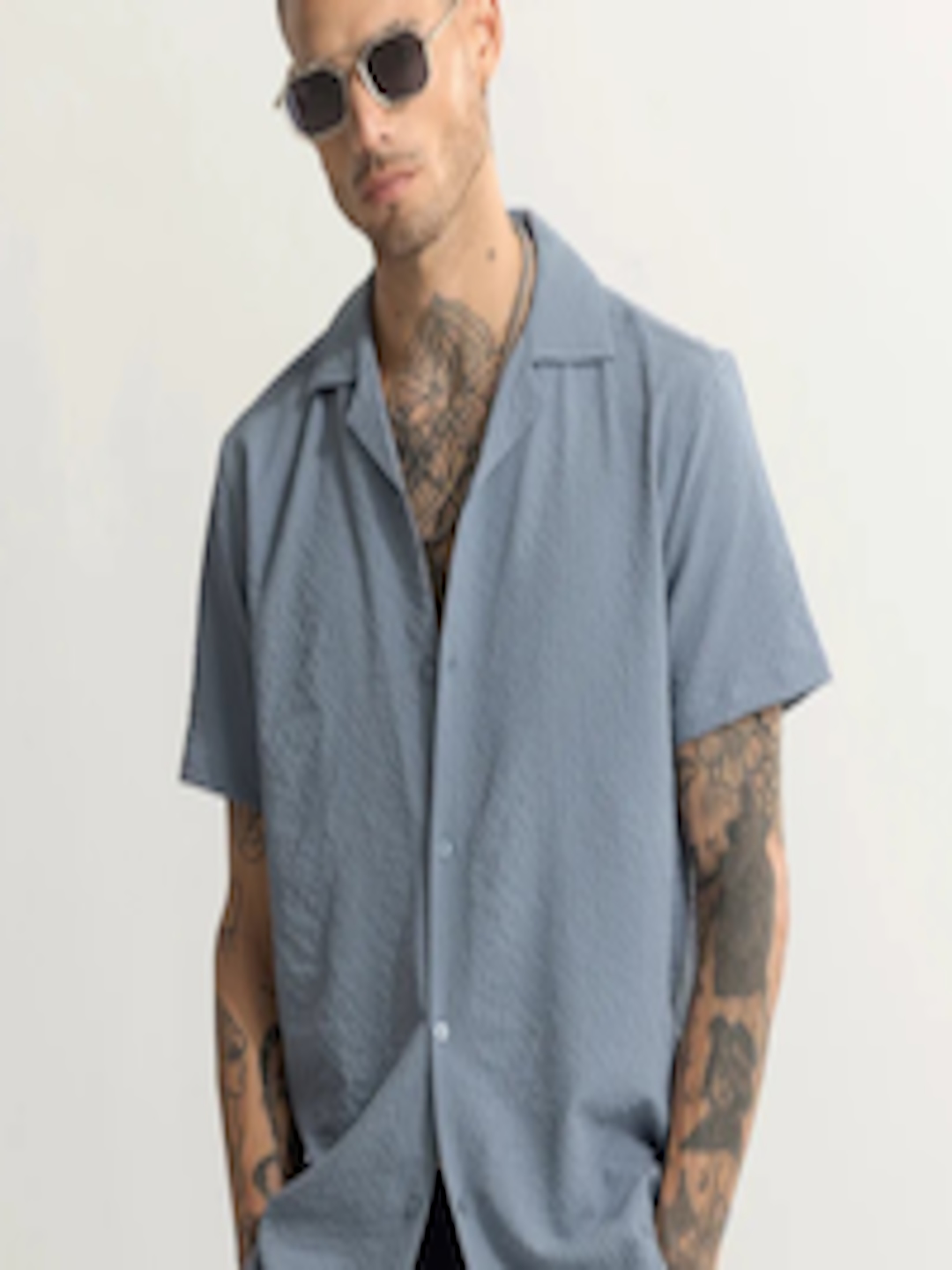 Buy Snitch Grey Classic Cuban Collar Casual Shirt - Shirts for Men ...