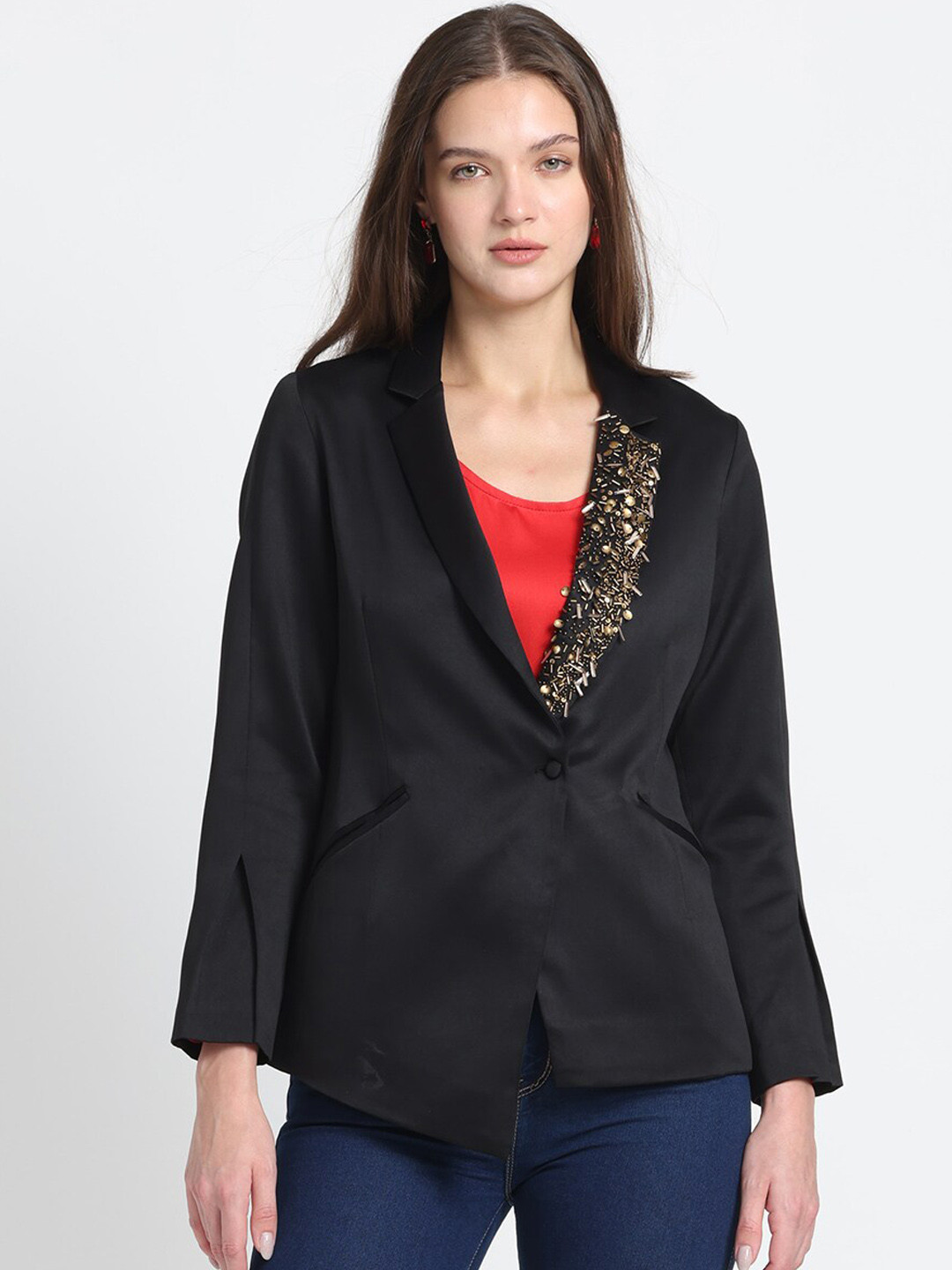 Single-Breasted Lapel Collar Blazer