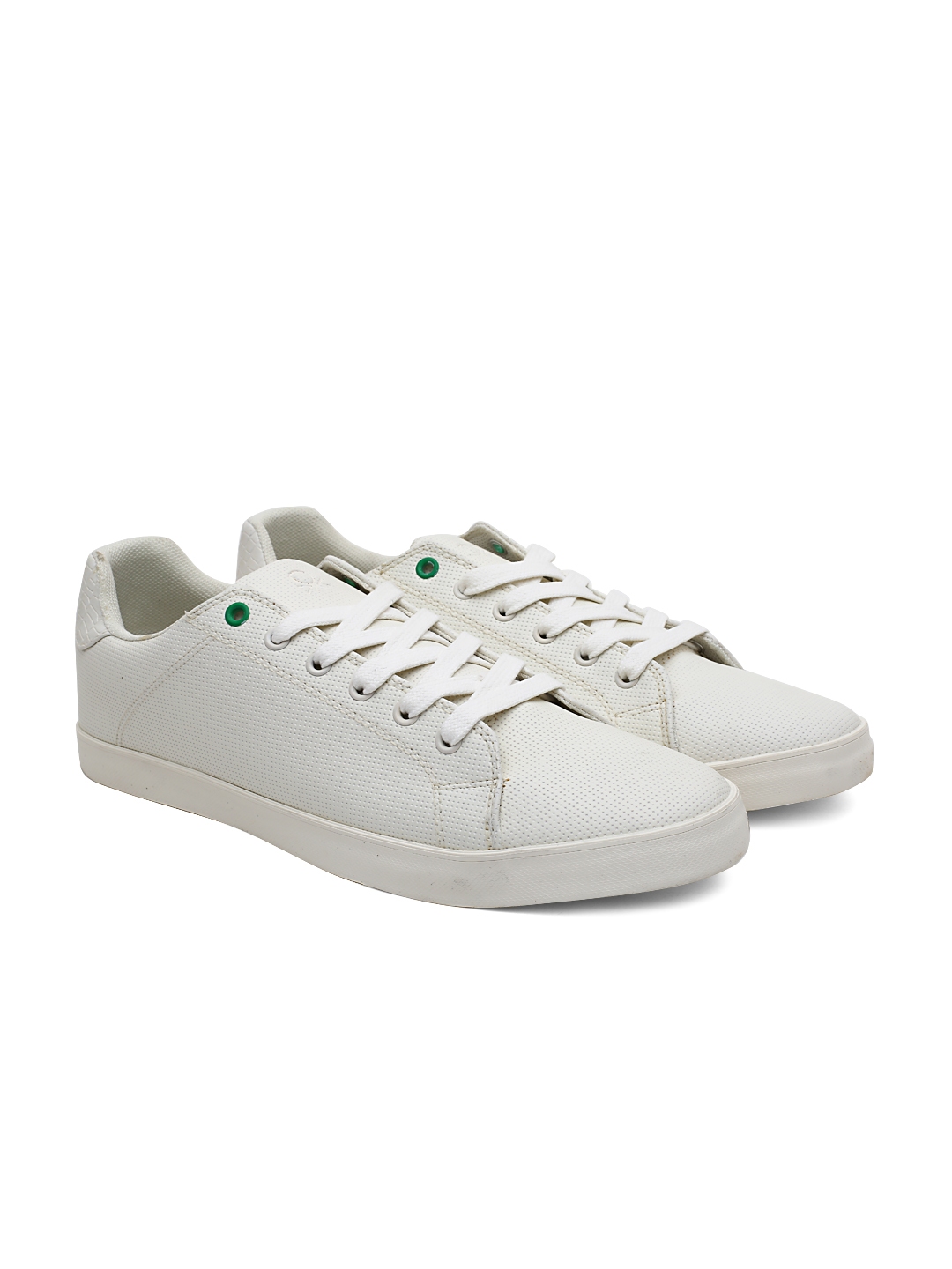united colors of benetton men white textured sneakers