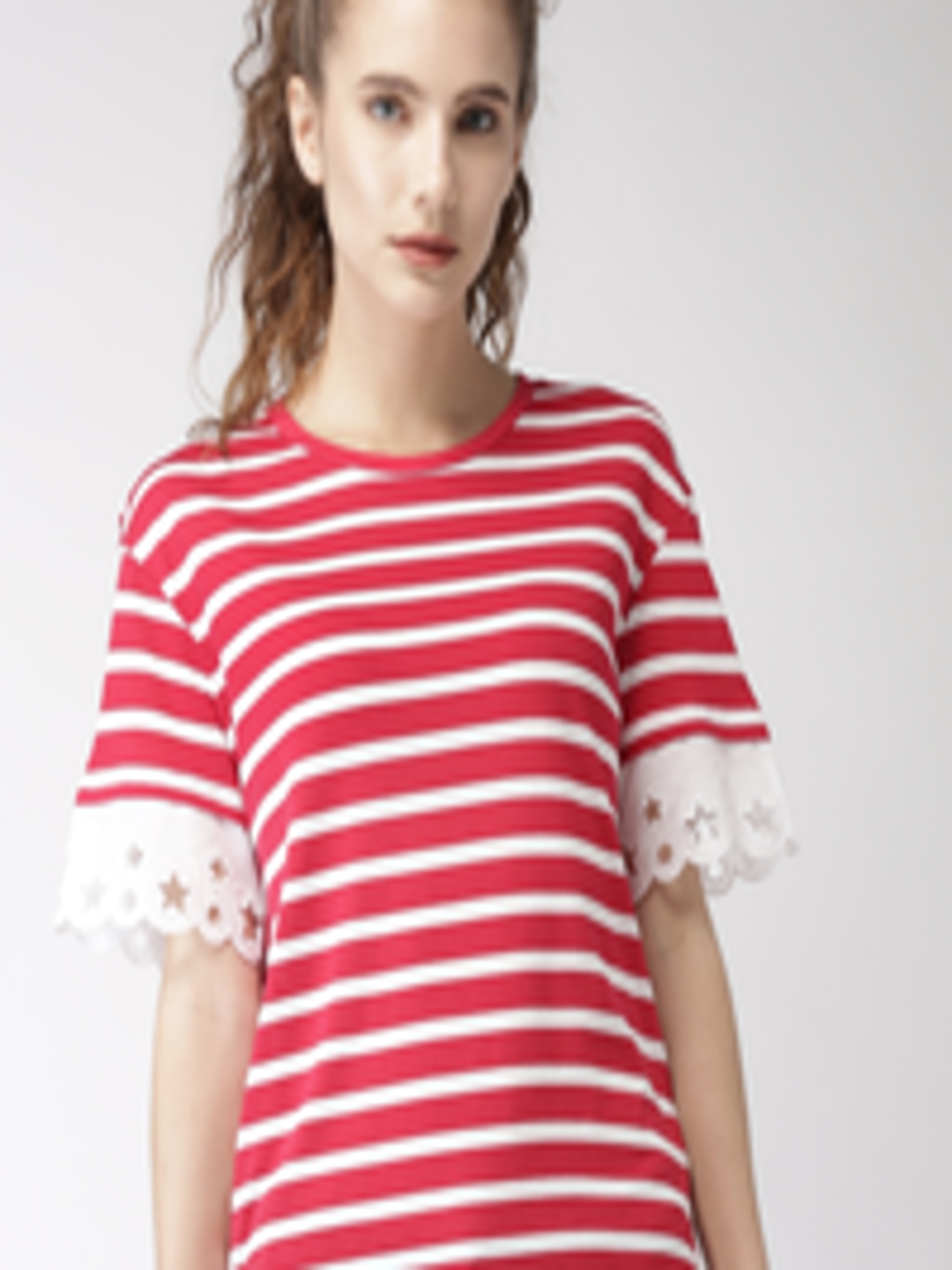 Buy Tommy Hilfiger Women Red & White Striped Top - Tshirts for Women ...