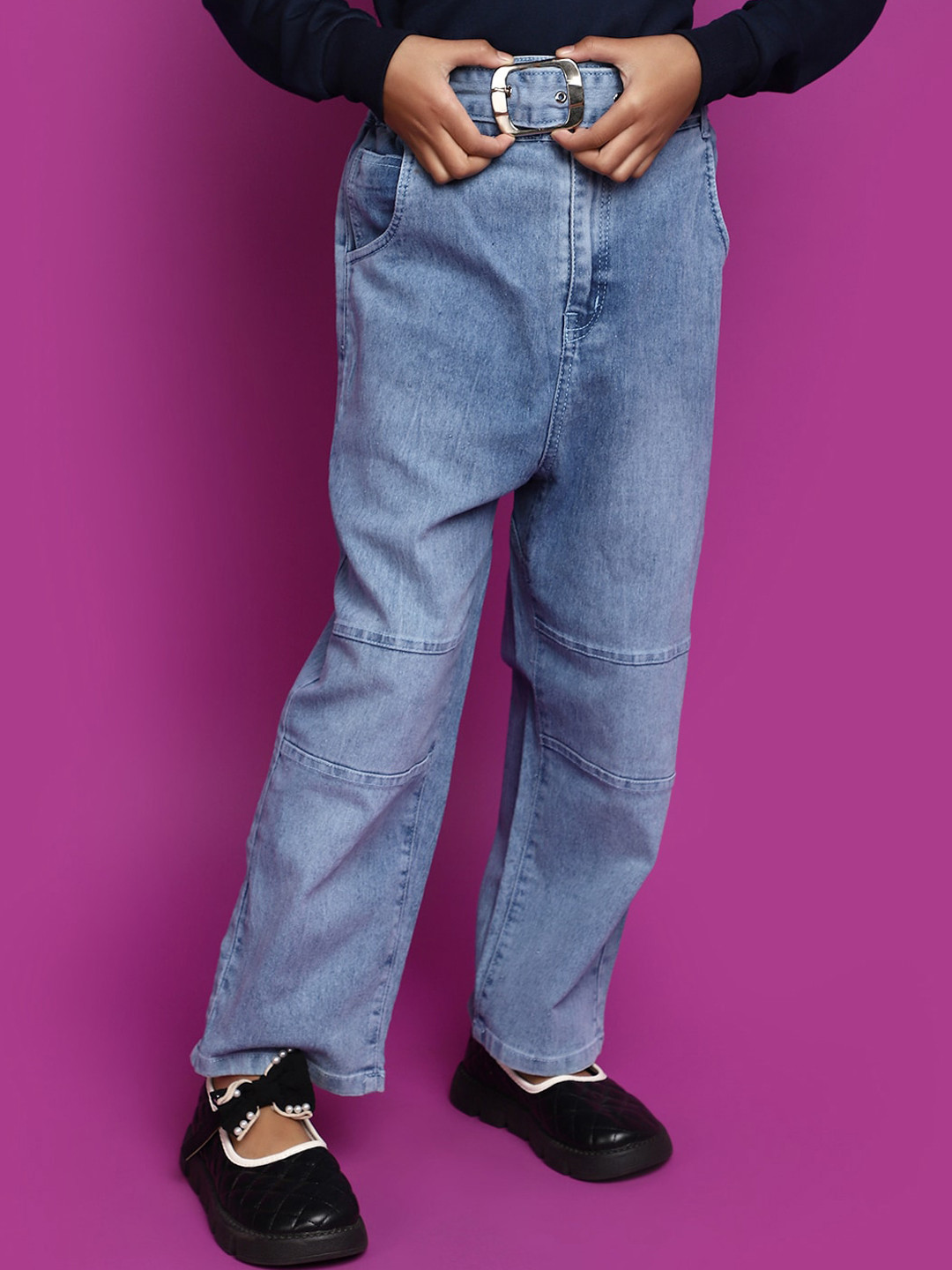 Buy V Mart Girls Mid Rise Heavy Fade Cotton Denim Jeans Jeans for