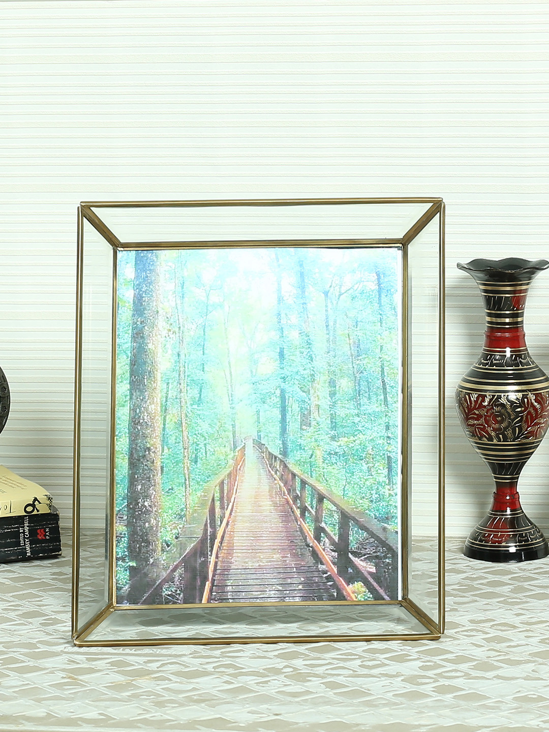 Buy HOME DECOR INDIA Clear Glass Gold & Black Cliding Photo Frame