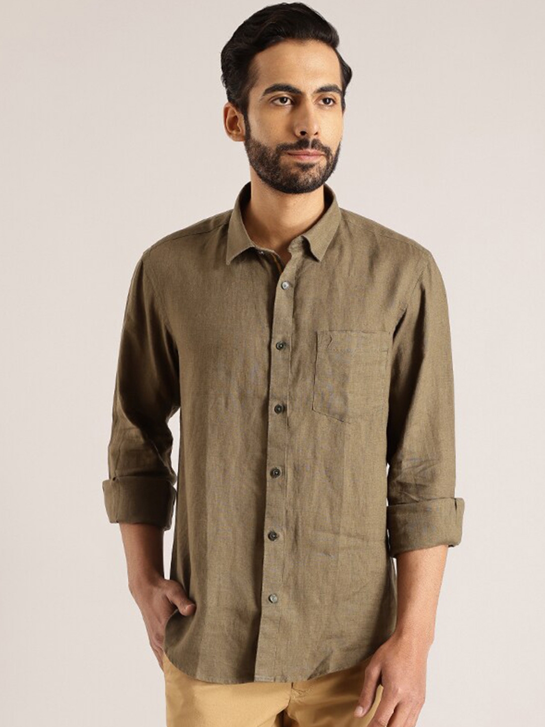 Buy Indian Terrain Spread Collar Long Sleeves Linen Casual Shirt - Shirts for Men 25880194 | Myntra