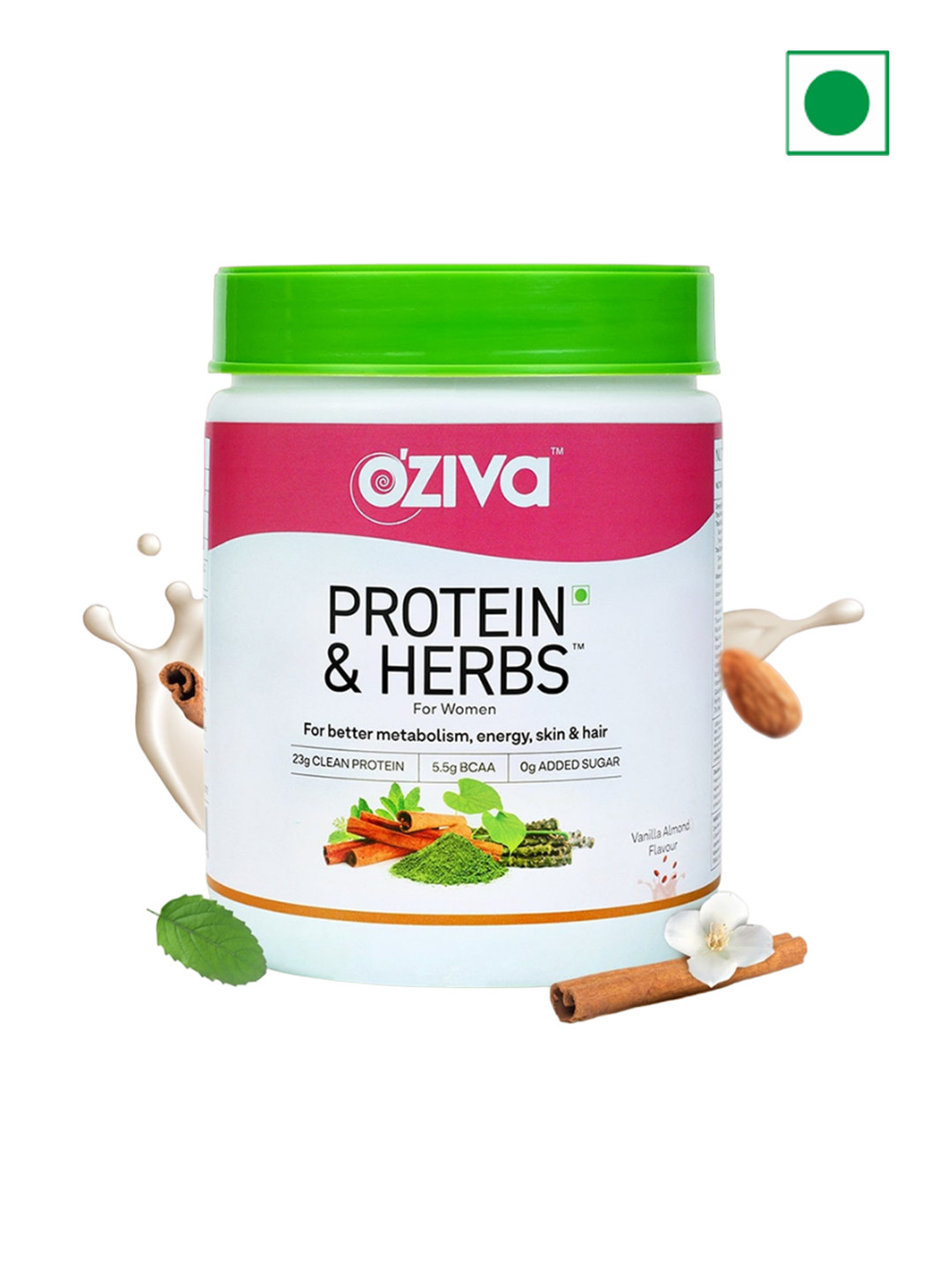 Buy OZiva Protein & Herbs Powder For Weight Control 500g Vanilla Almond