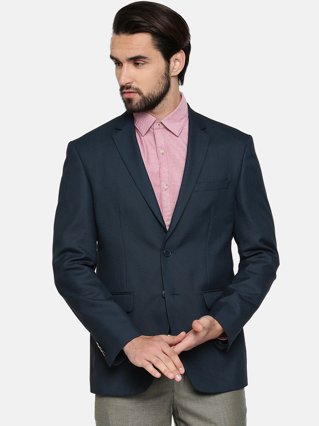 Buy Peter England Navy Blue Single Breasted Neo Slim Fit Formal Blazer
