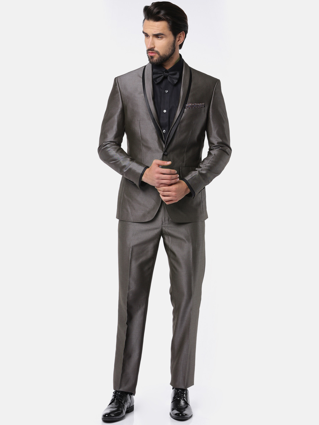 Buy Peter England Grey Neo Slim Fit Single Breasted Formal Suit Suits