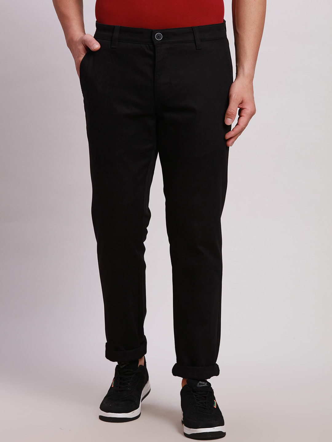 Buy Parx Men Tapered Fit Low Rise Regular Trousers - Trousers for Men ...