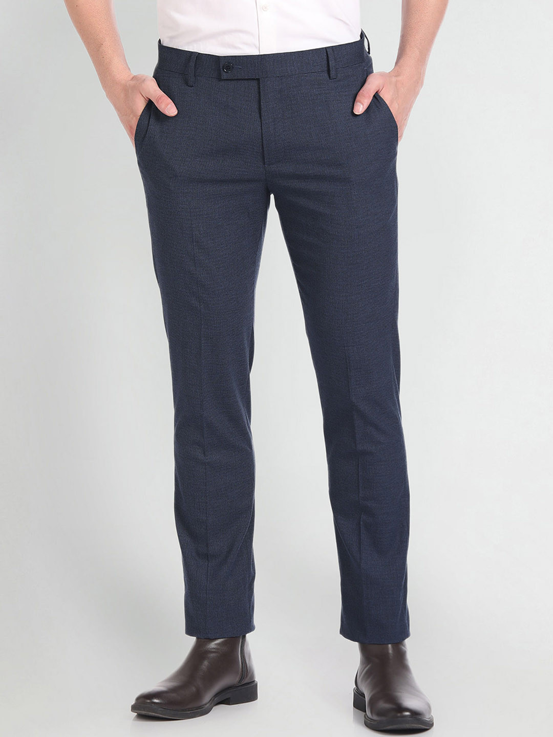 Buy Arrow Men Mid Rise Tailored Fit Formal Trousers - Trousers for Men ...