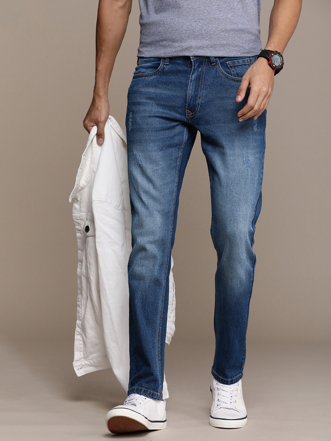 Buy WROGN Men Slim Fit Light Fade Stretchable Jeans - Jeans for Men ...