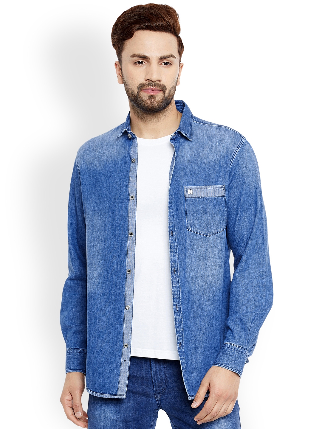Buy Canary London Men Blue Smart Slim Fit Faded Casual Shirt - Shirts ...