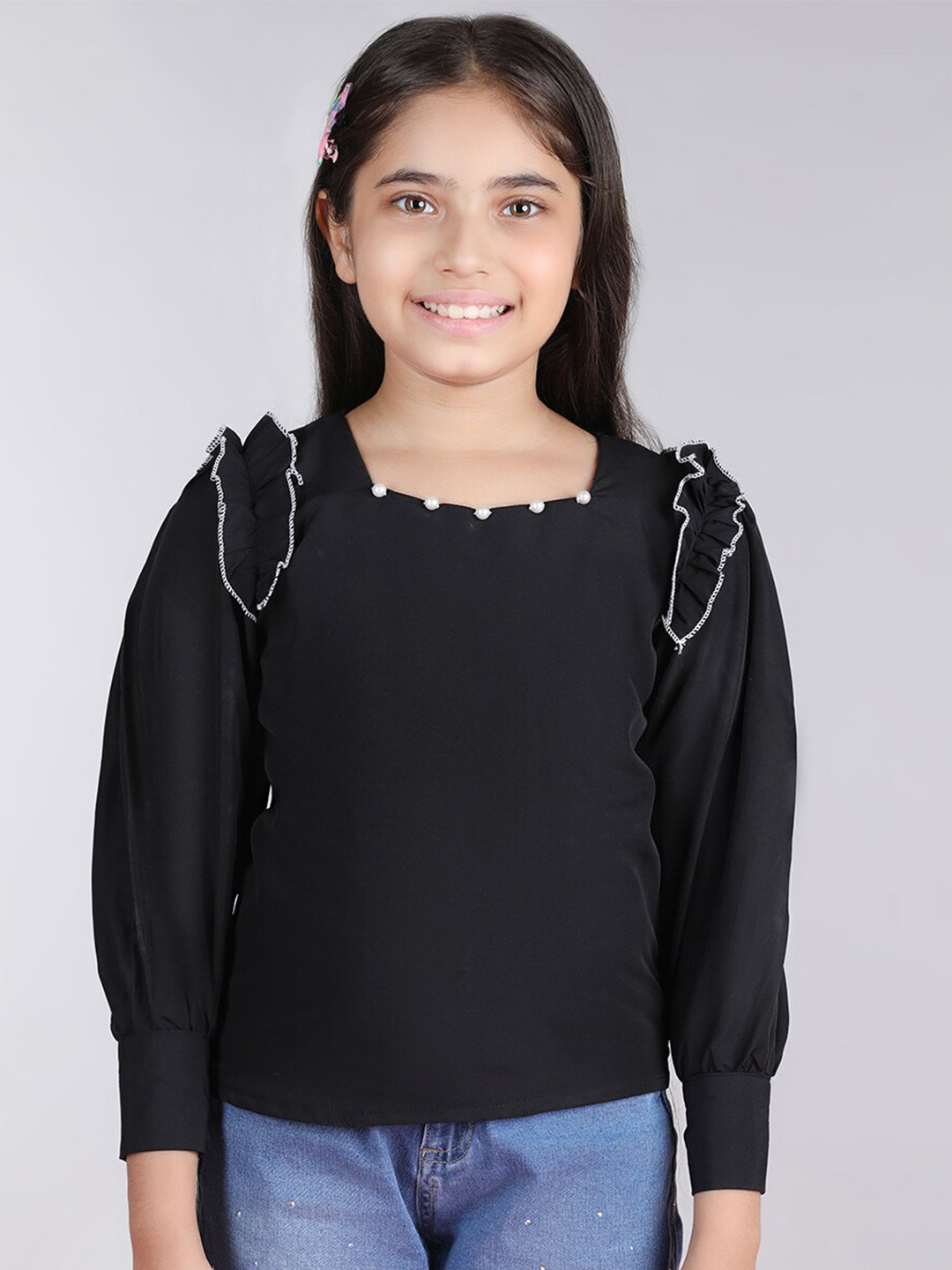 Natilene Girls Square Neck Printed Top main image 1