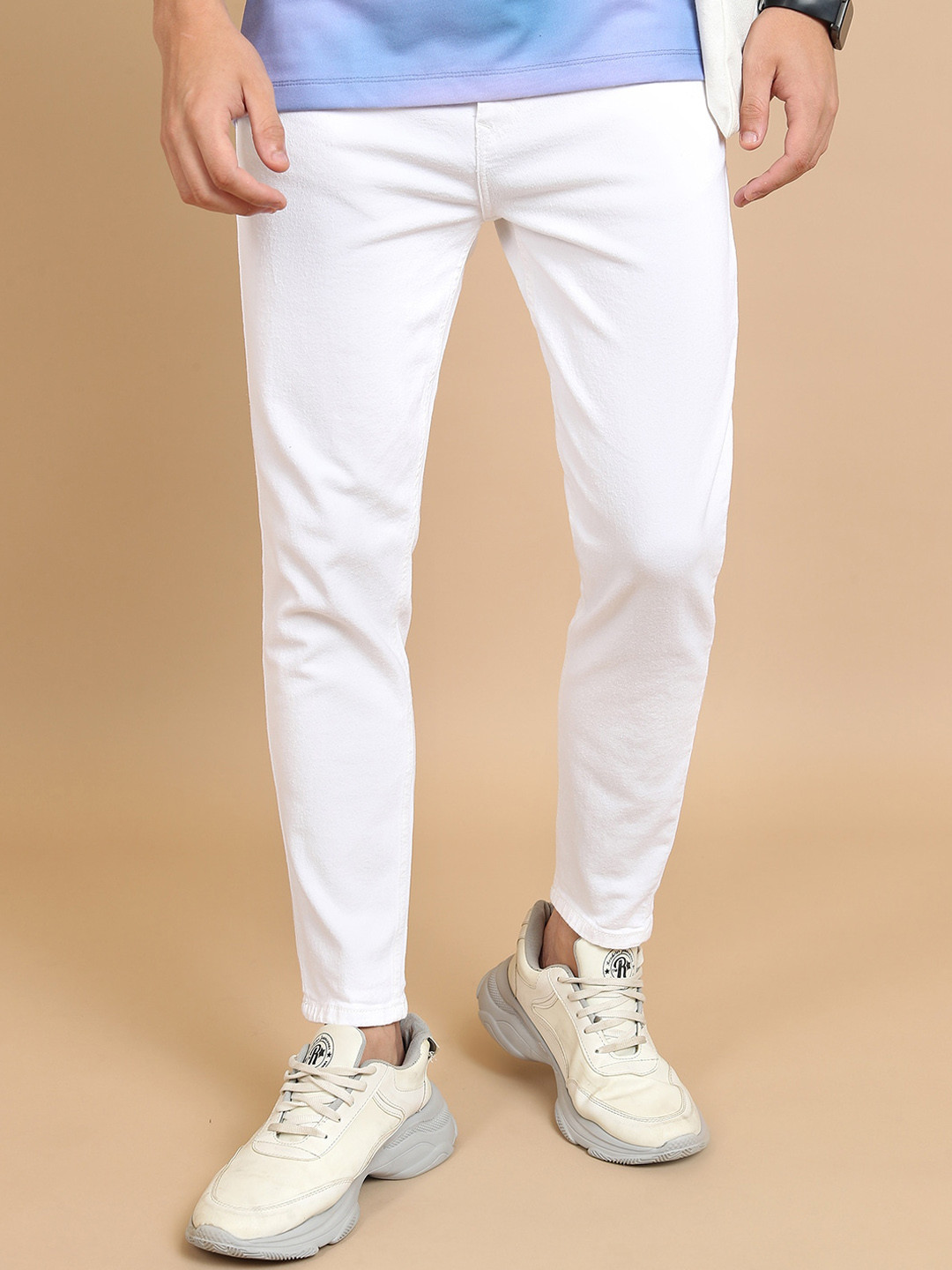 High-waist thin jeans
 for men