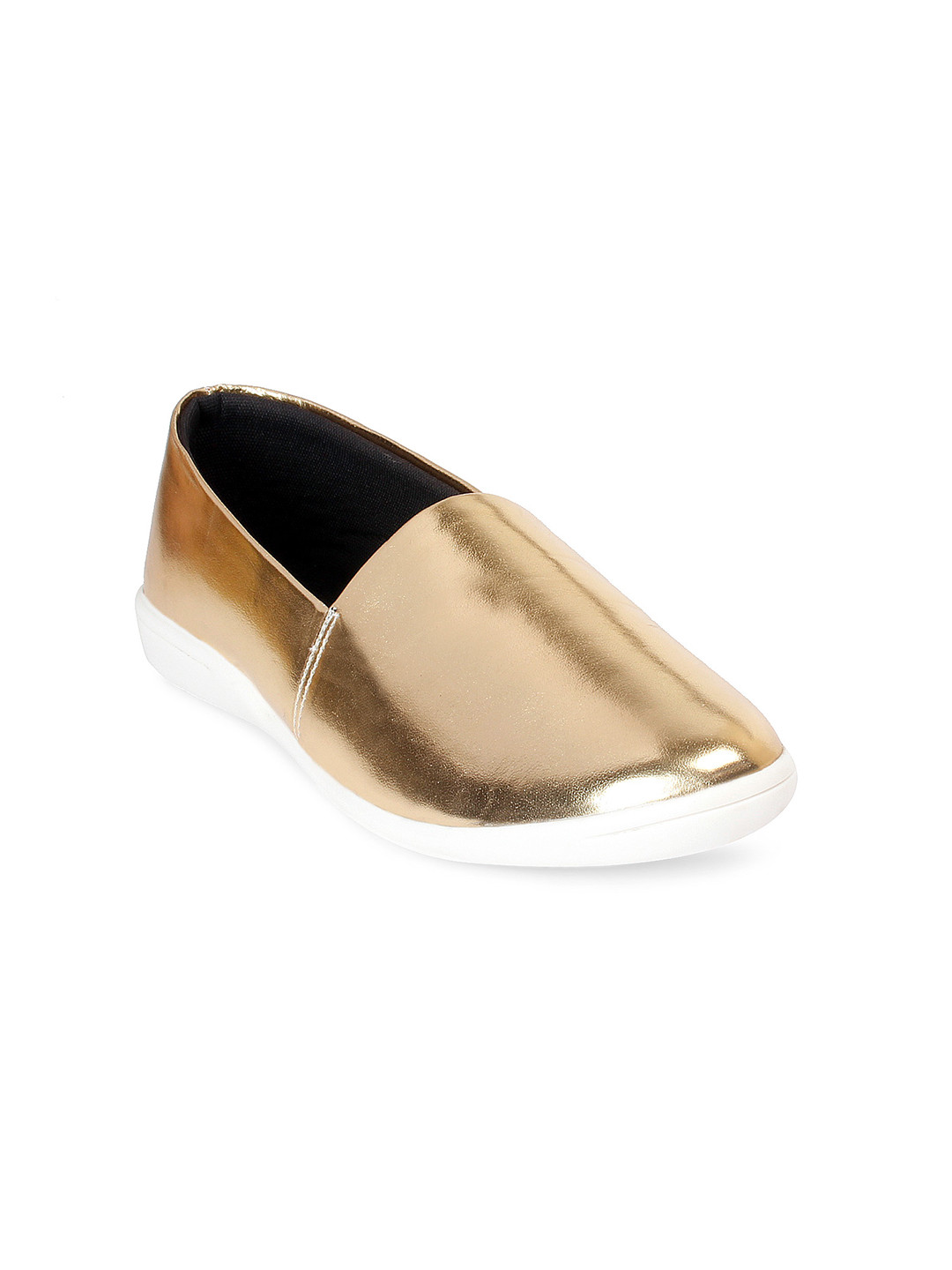 Buy Meriggiare Women Gold Toned Slip On Sneakers Casual Shoes for