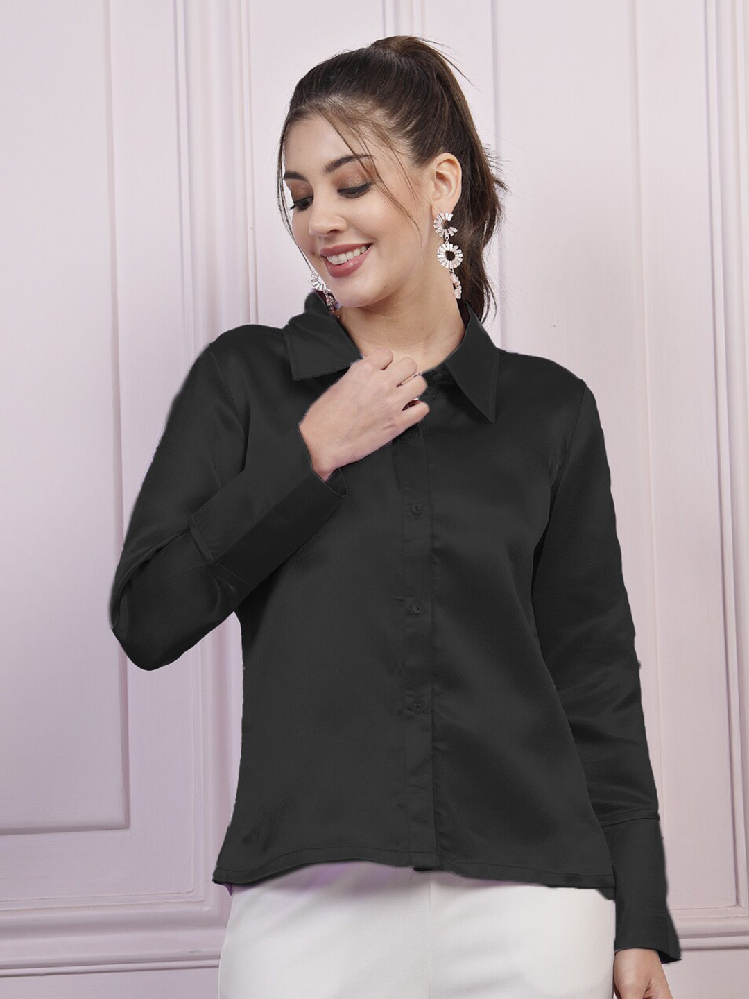 Buy Athena Immutable Long Sleeves Satin Casual Shirt Shirts for Women