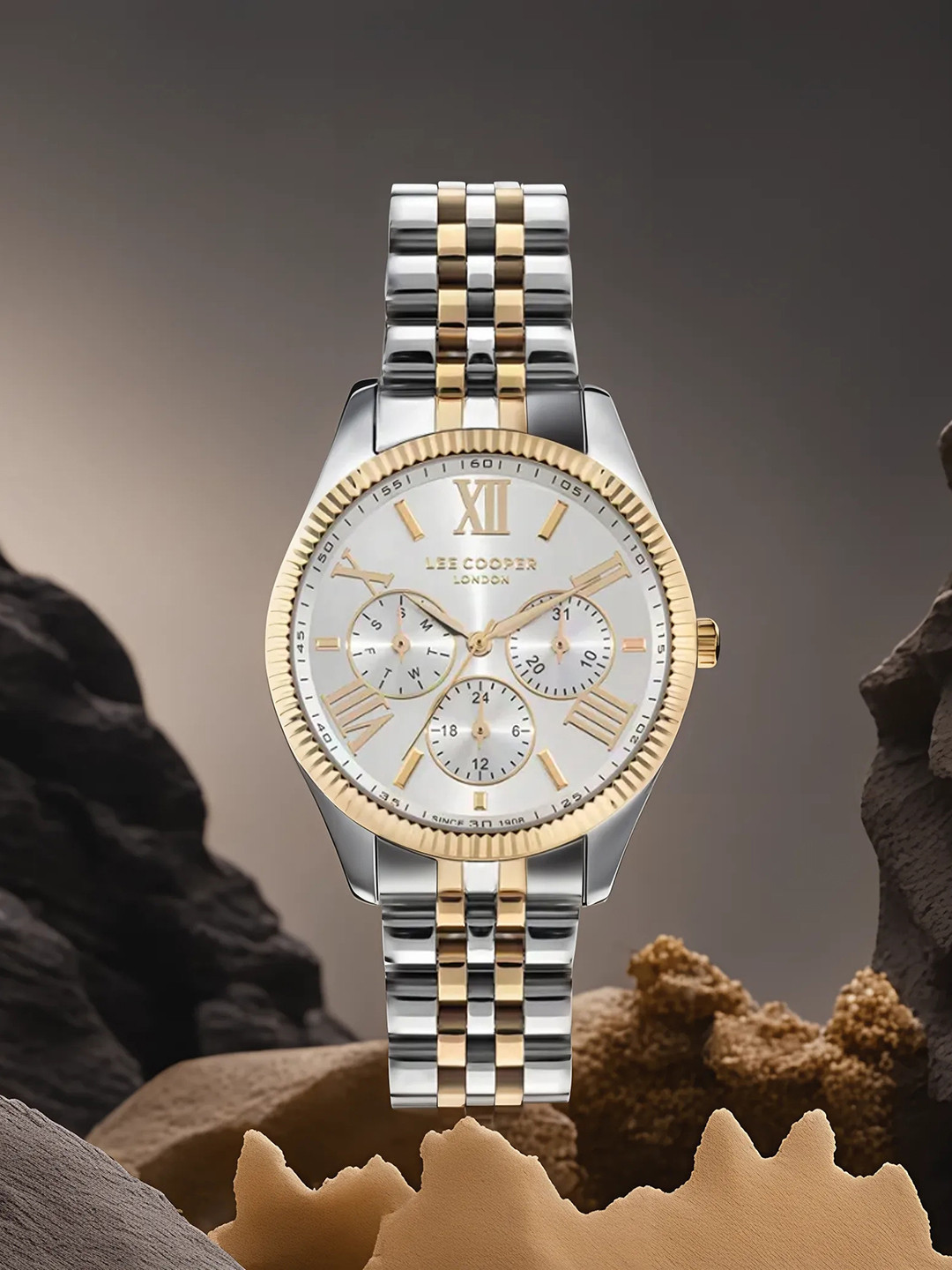Lee Cooper Ladies RG Mesh Round Silver Dial