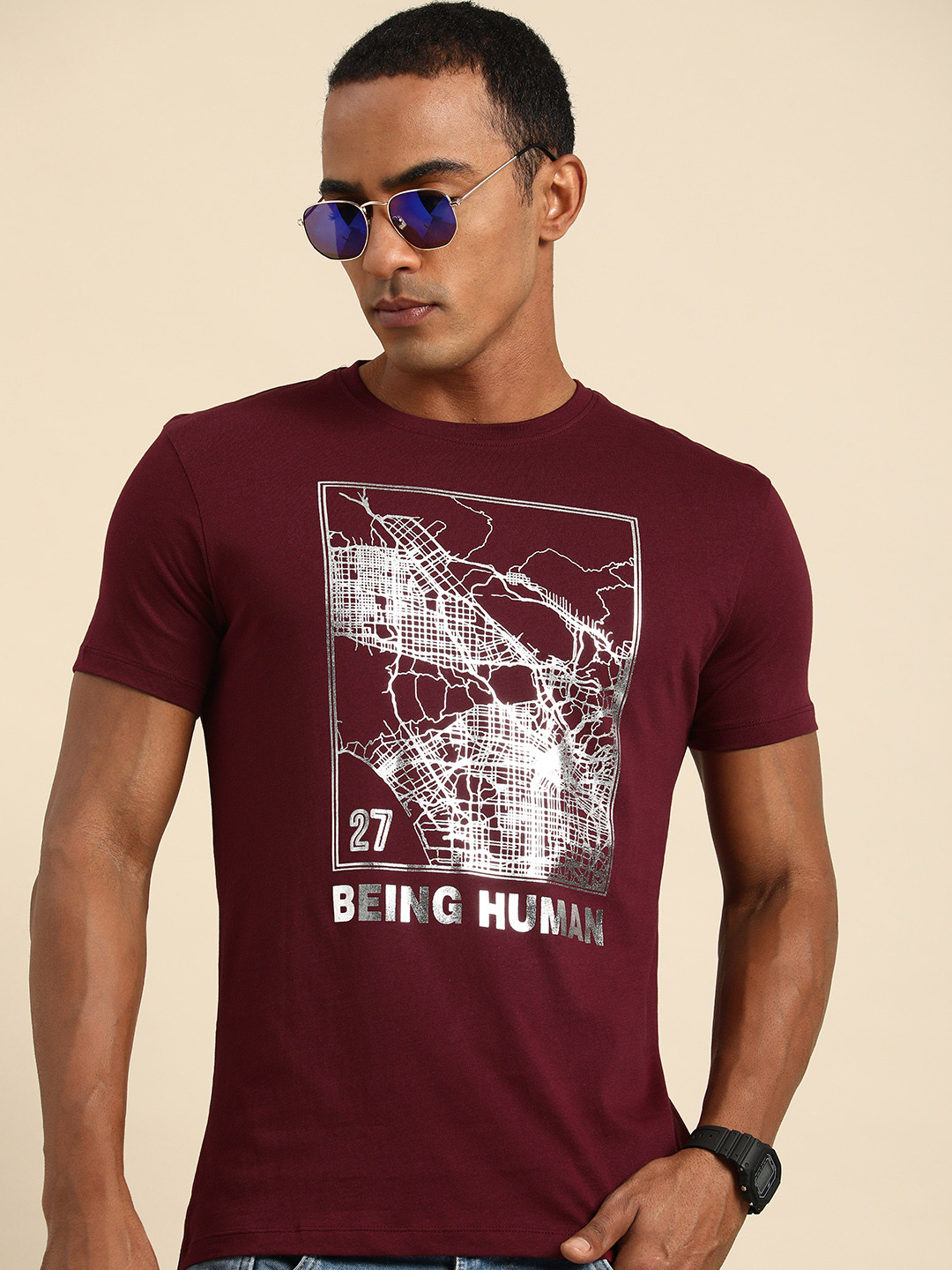 Buy Being Human Graphic Printed Pure Cotton Casual T Shirt - Tshirts ...