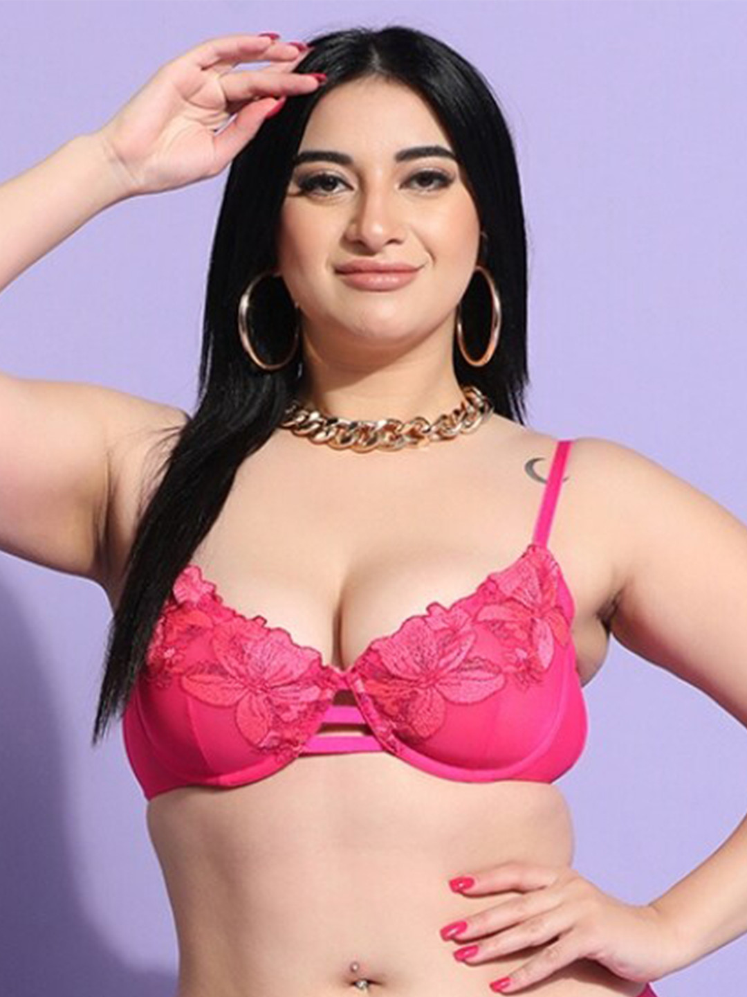 Buy Curvy Love Embroidered Half Coverage Underwired Balconette Bra With All Day Comfort - Bra