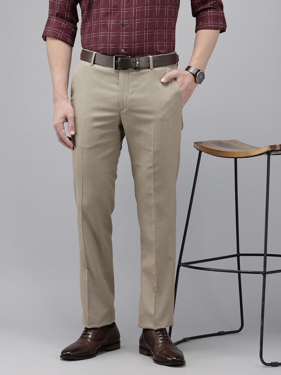 Buy Arrow Men Hudson Tapered Fit Formal Trousers - Trousers for Men ...