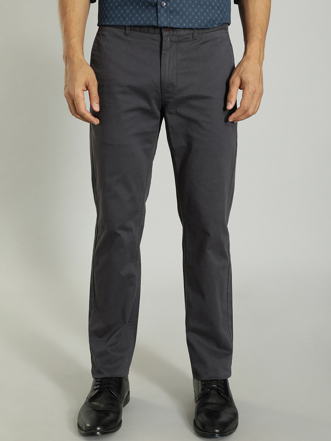 Buy Indian Terrain Men Brooklyn Slim Fit Formal Trousers - Trousers for ...