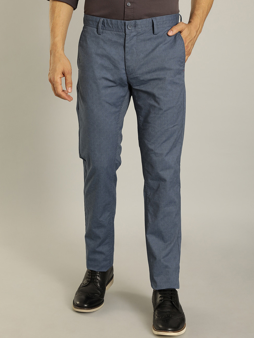 Buy Indian Terrain Men Brooklyn Slim Fit Trousers - Trousers for Men ...