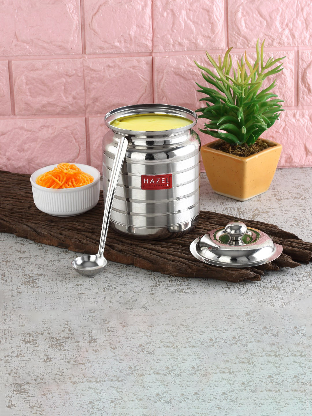 Buy HAZEL Stainless Steel Ghee Oil Pot With Spoon 450 Ml Oil