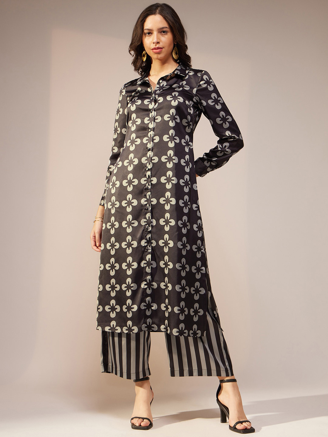 Women Pink Printed Kurta with Palazzos
