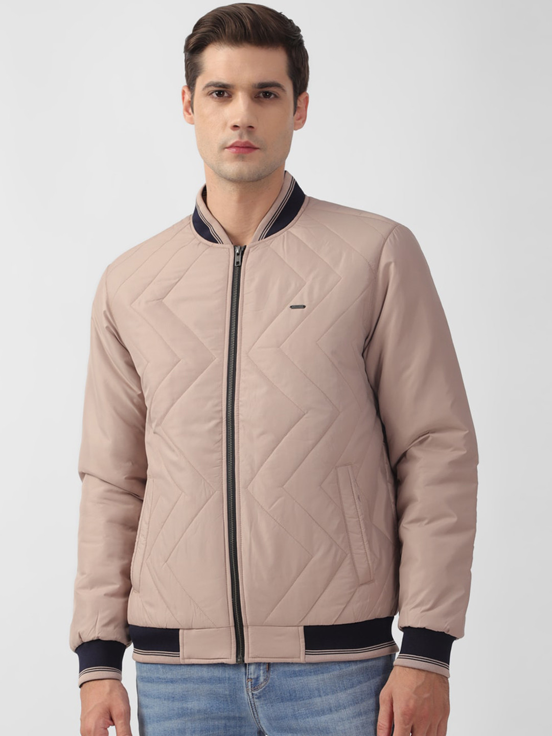 Buy PETER ENGLAND UNIVERSITY Mandarin Collar Quilted Jacket Jackets