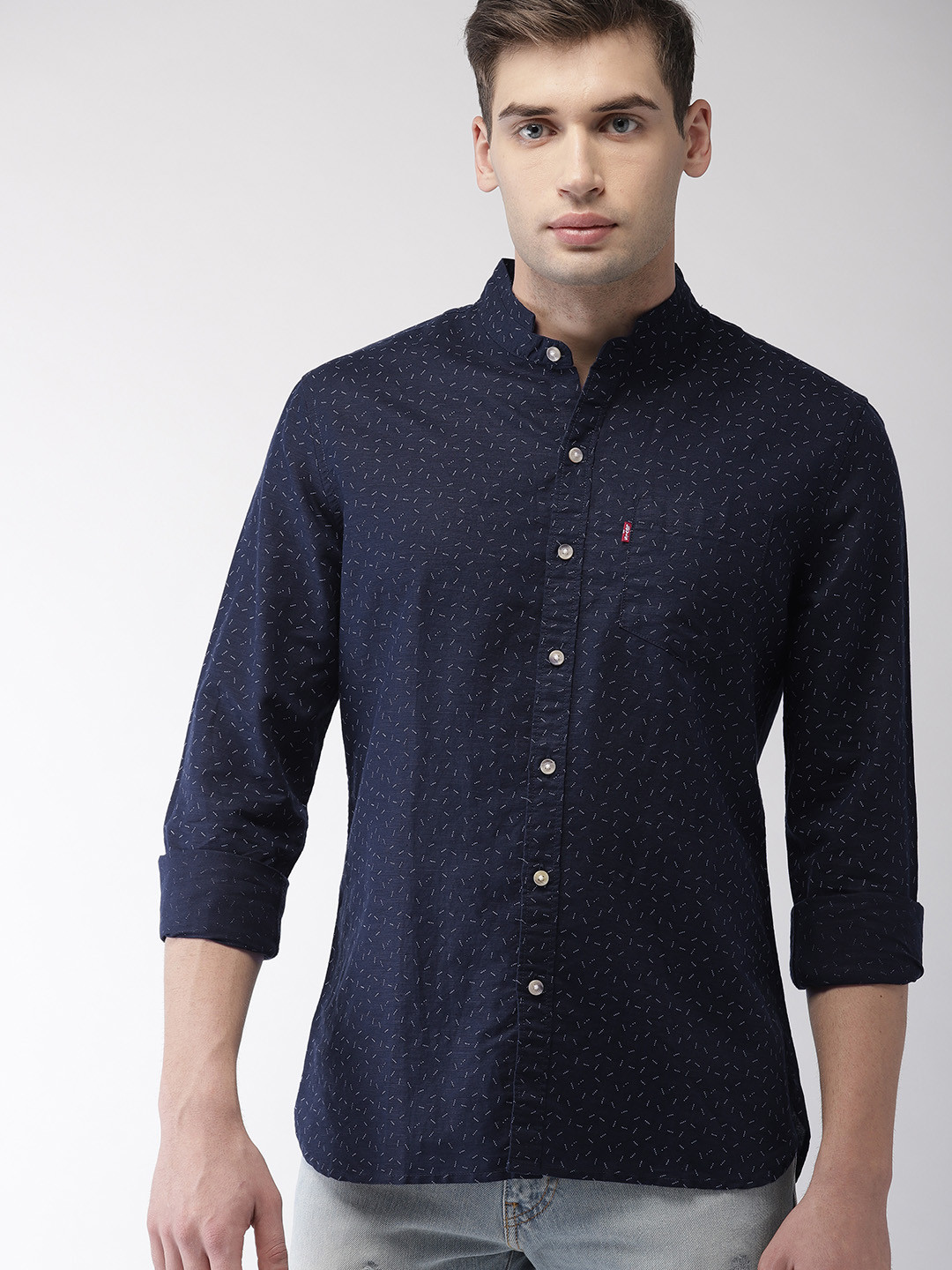 Buy Levis Men Navy Blue Slim Fit Printed Casual Shirt Shirts for Men