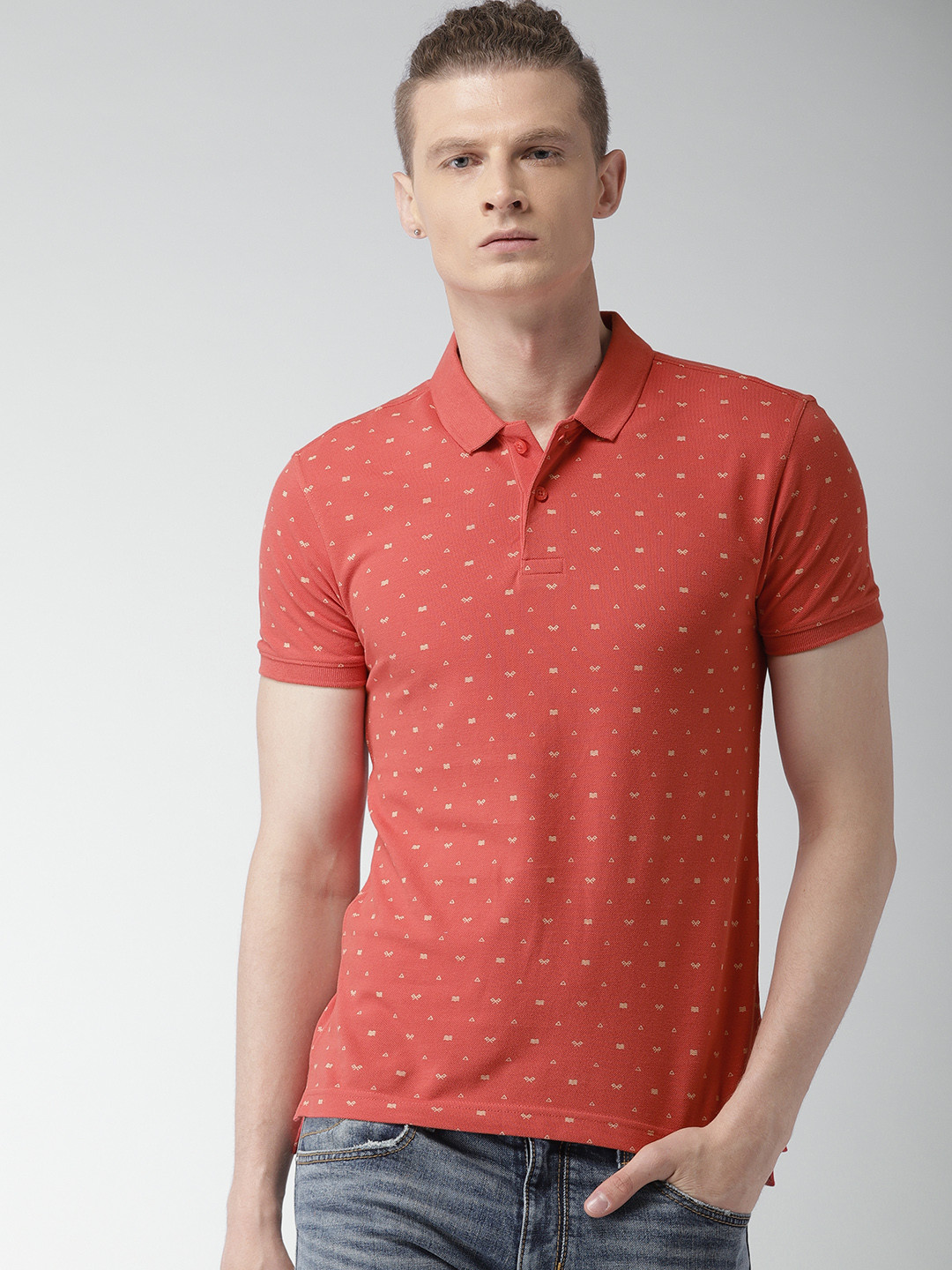 Buy Levis Men Red Printed Polo Collar Pure Cotton T Shirt Tshirts for