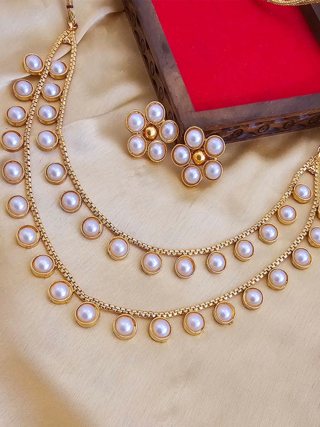 Buy Binnis Wardrobe Gold Plated Pearls Beaded Jewellery Set Jewellery