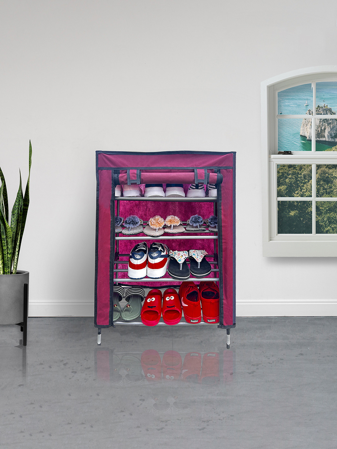 Buy Urban Choice Maroon Coloured 4 Tier Metal Durable & Coated ...