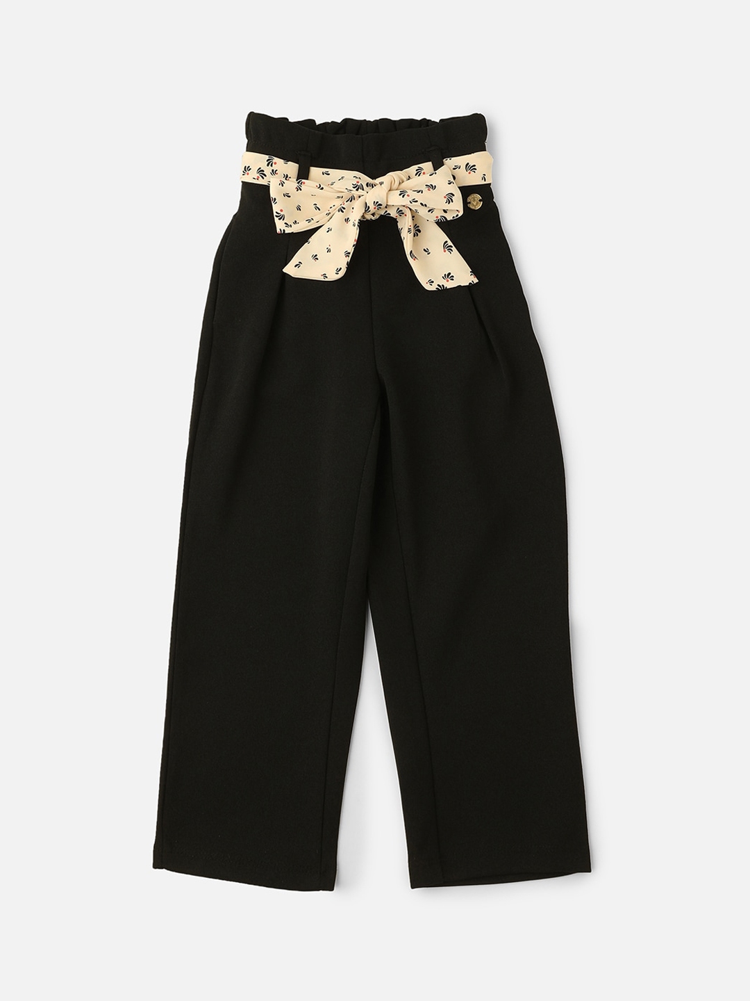 Buy Allen Solly Junior Girls Mid Rise Pleated Pure Cotton Trousers ...