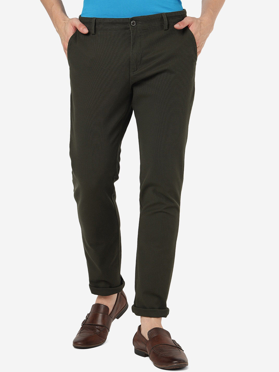 Master Coat Blue Skinny Fit Mid Waist Men Chino Trouser Pants