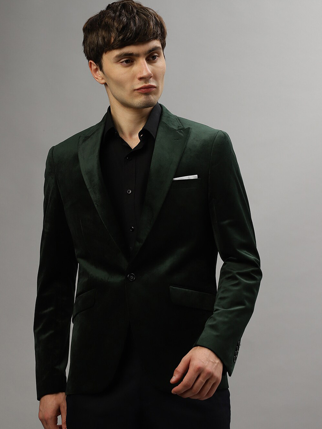 Men's Light Blue Single-Breasted Slim Fit Blazer with Notch Lapel