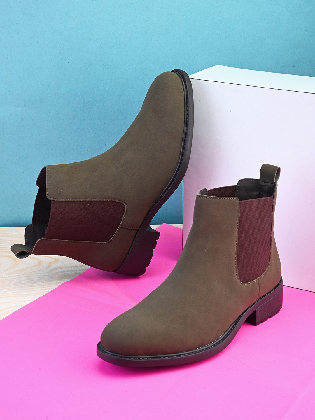 olive green chelsea boots