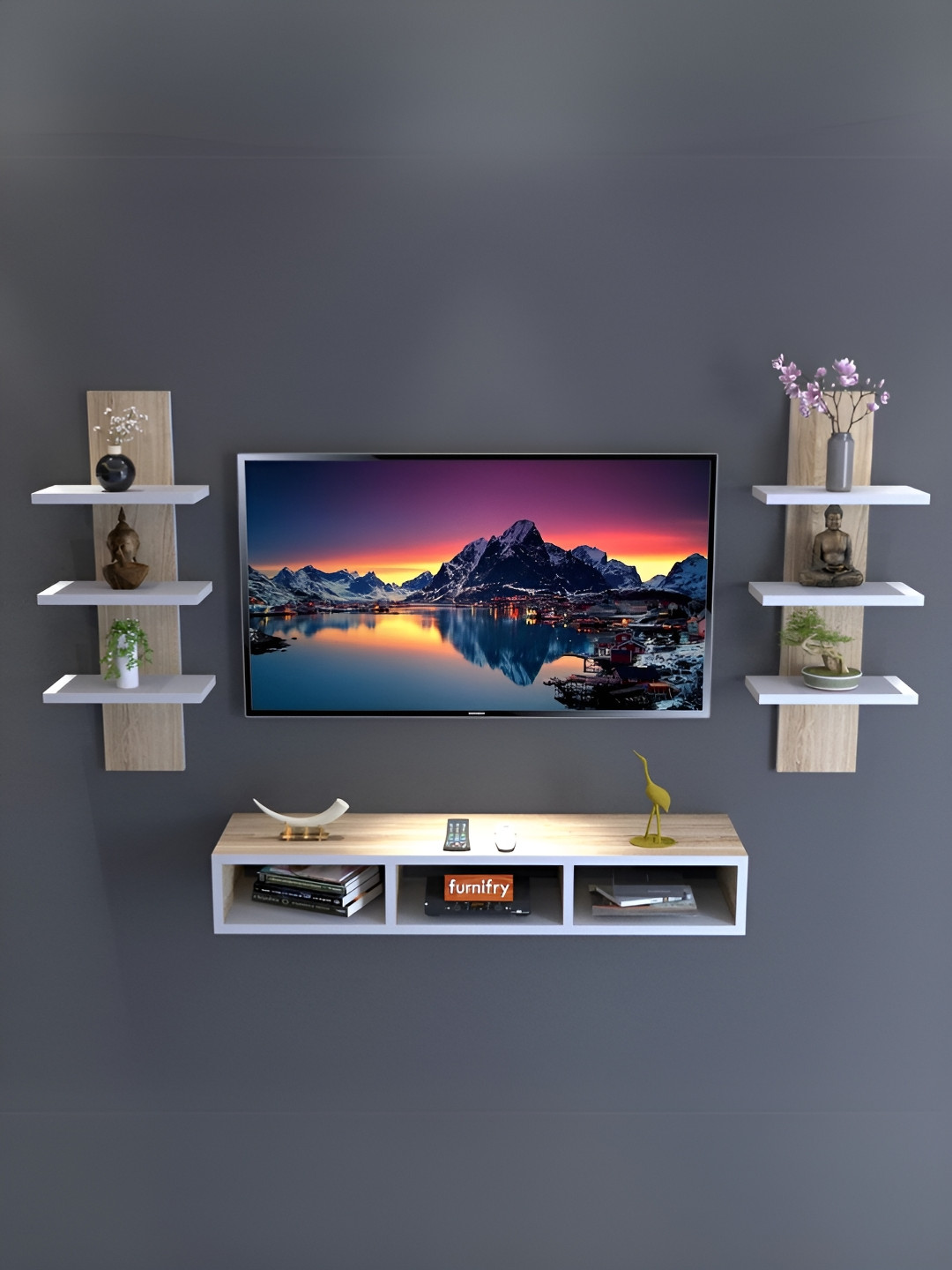 Buy Furnifry White 3 Pieces Wood Wall Shelfs Wall Shelves for Unisex