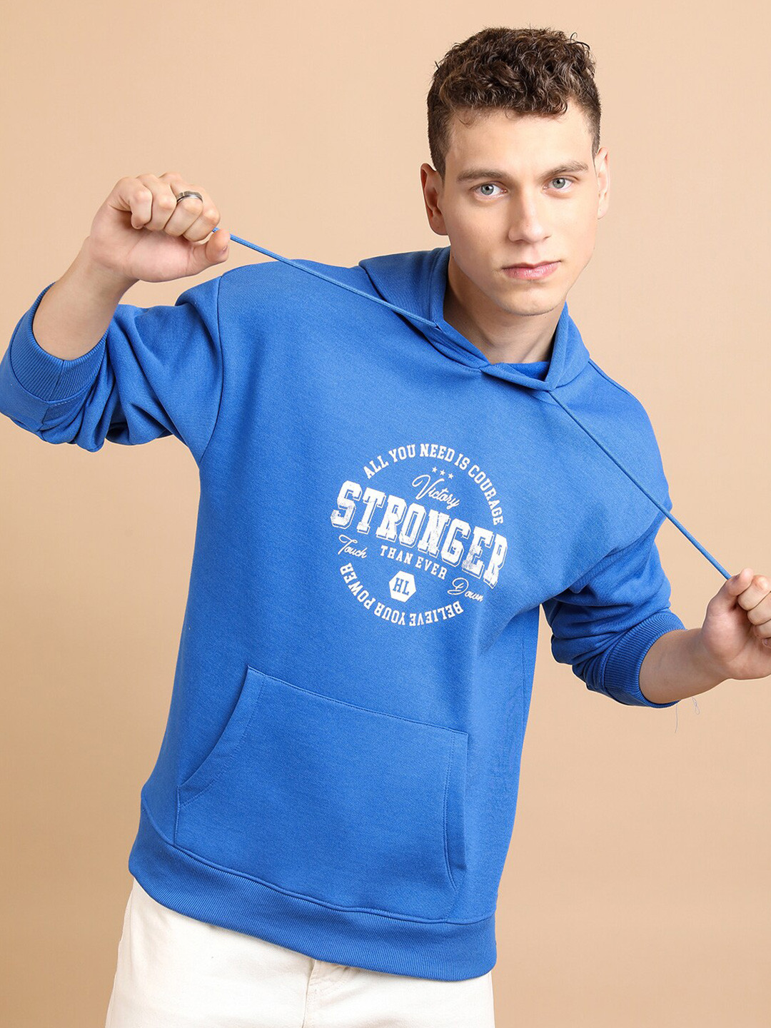 Men's Blue Typography Printed Pullover Sweatshirt