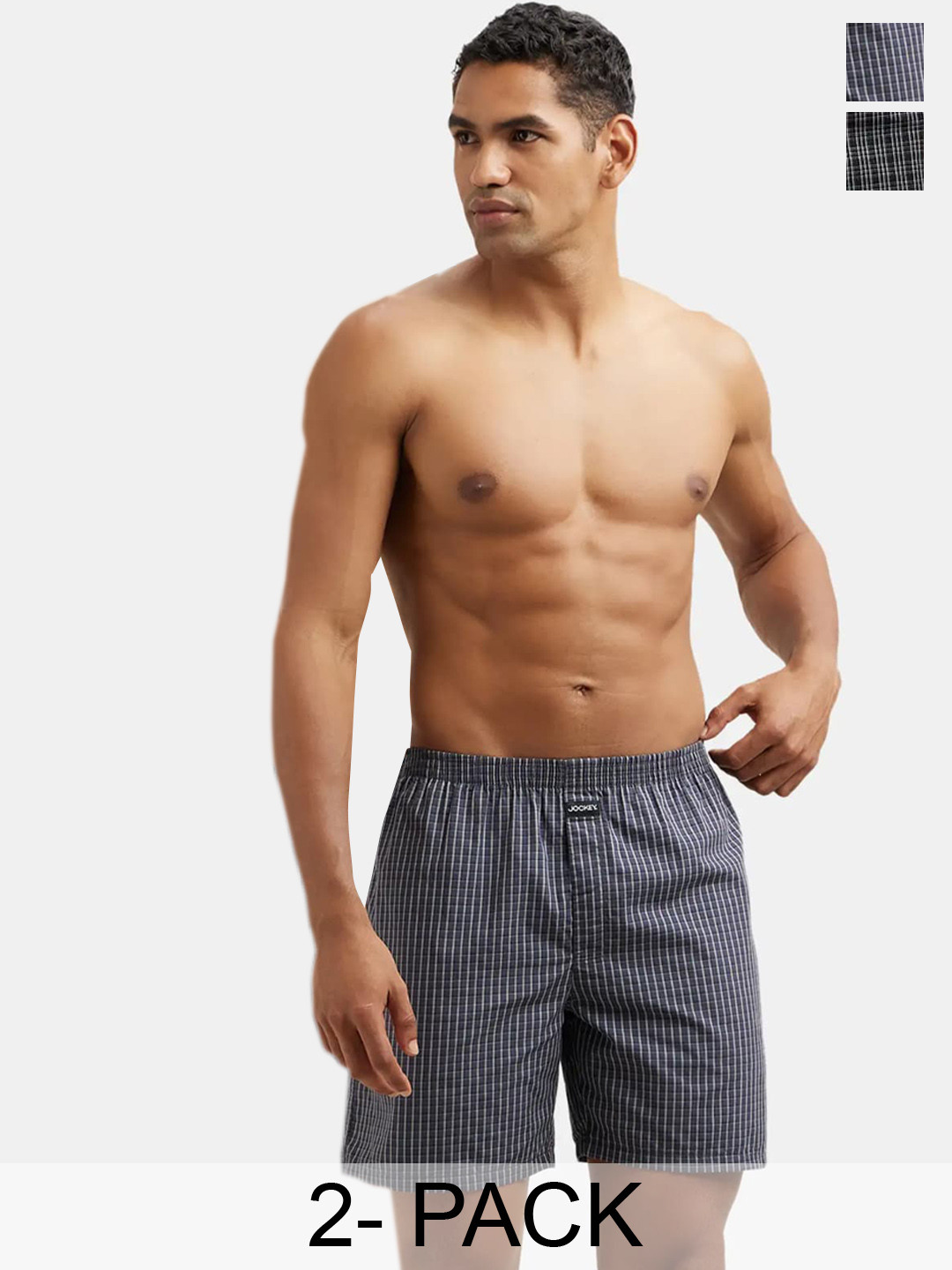 Buy Jockey Pack Of 2 Checked Pure Cotton Boxers With Side Pocket