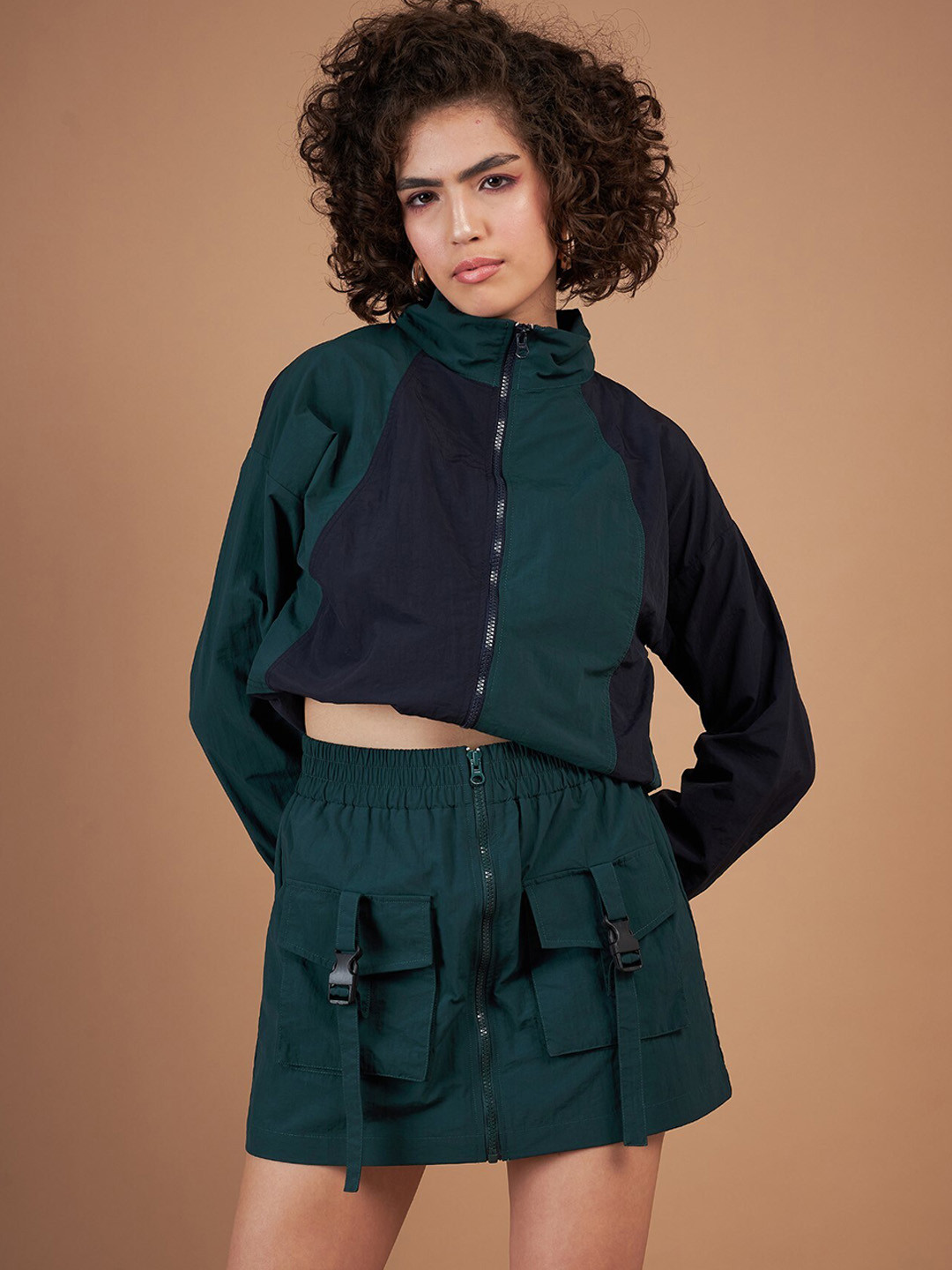 Multi-Pocket Parachute Skirt with Zipper Detail main image 1