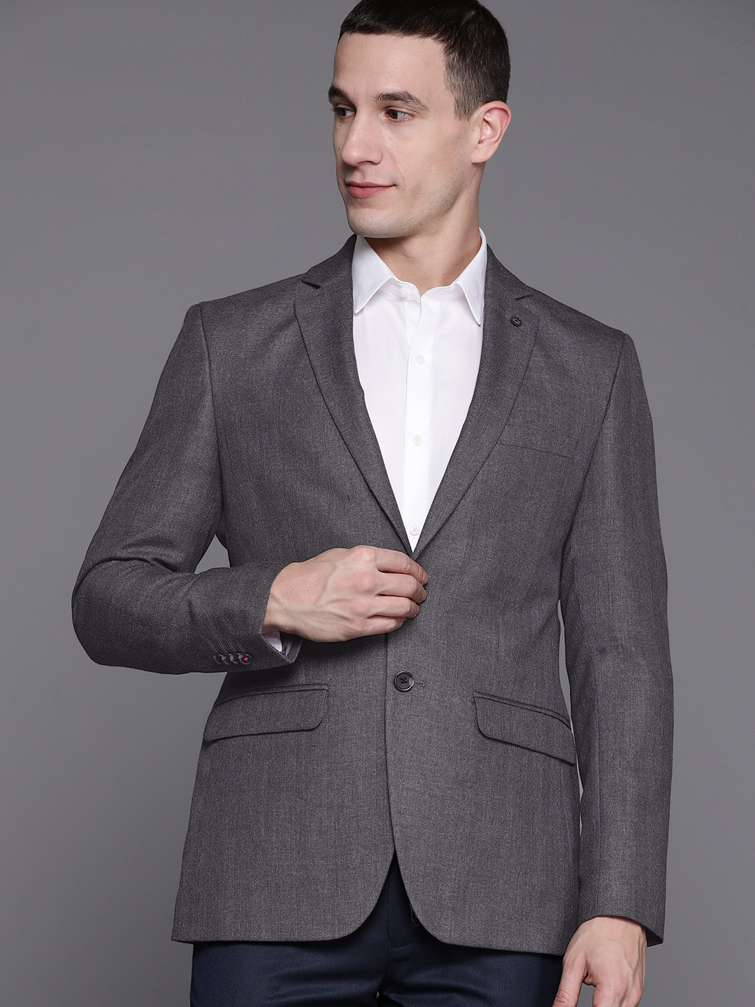 Raymond Contemporary Fit Checked Single-Breasted Formal Blazer main image 0