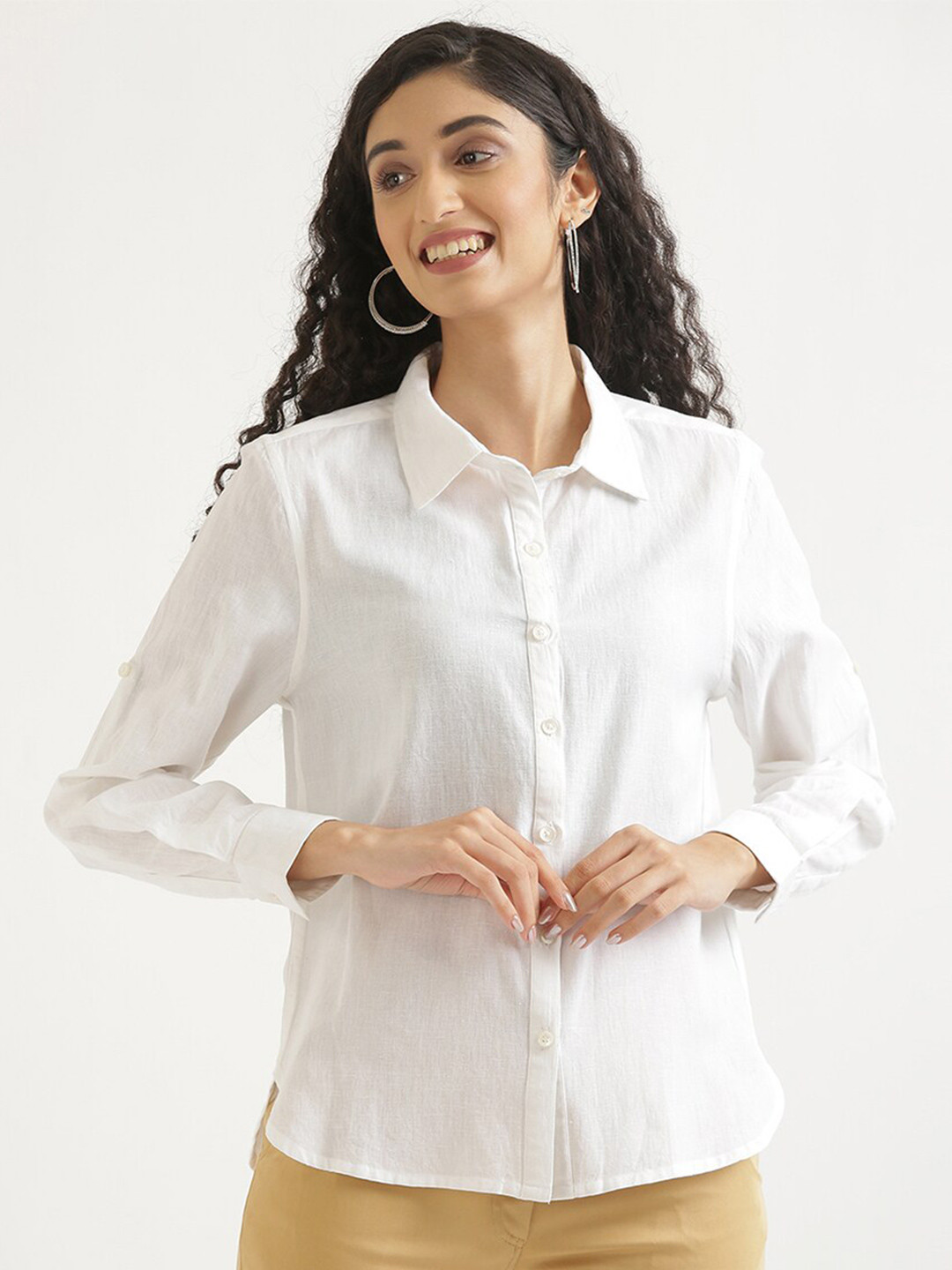 Classic White Cotton Everyday Rozaana Shirt