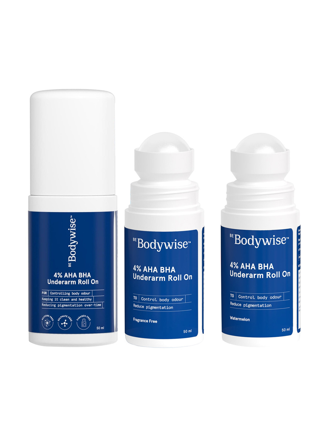 Buy Be Bodywise Set Of 3 Body Odour Control 4% AHA BHA Underarm Roll ...