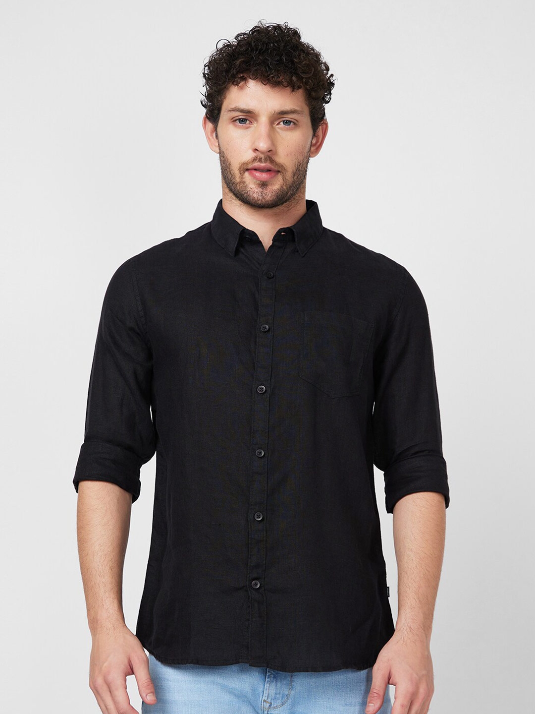 Buy SPYKAR Spread Collar Long Sleeves Linen Casual Shirt - Shirts for Men 26242390 | Myntra