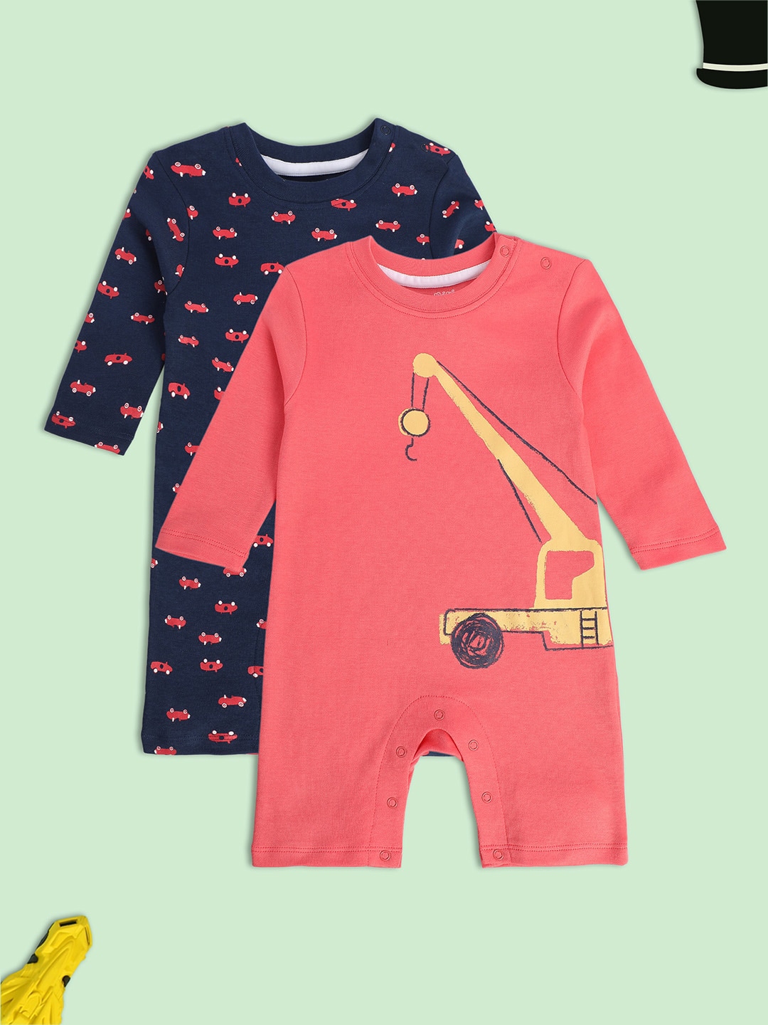 Buy MINI KLUB Infant Boys Pack Of 2 Printed Cotton Rompers Rompers buy-mini-klub-infant-boys-pack-of-2-printed-cotton-rompers-rompers